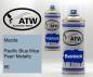 Preview: Mazda, Pacific Blue Mica Pearl Metallic, 5E: 400ml Sprühdose + 400ml Klarlack - Set, von ATW Autoteile West.